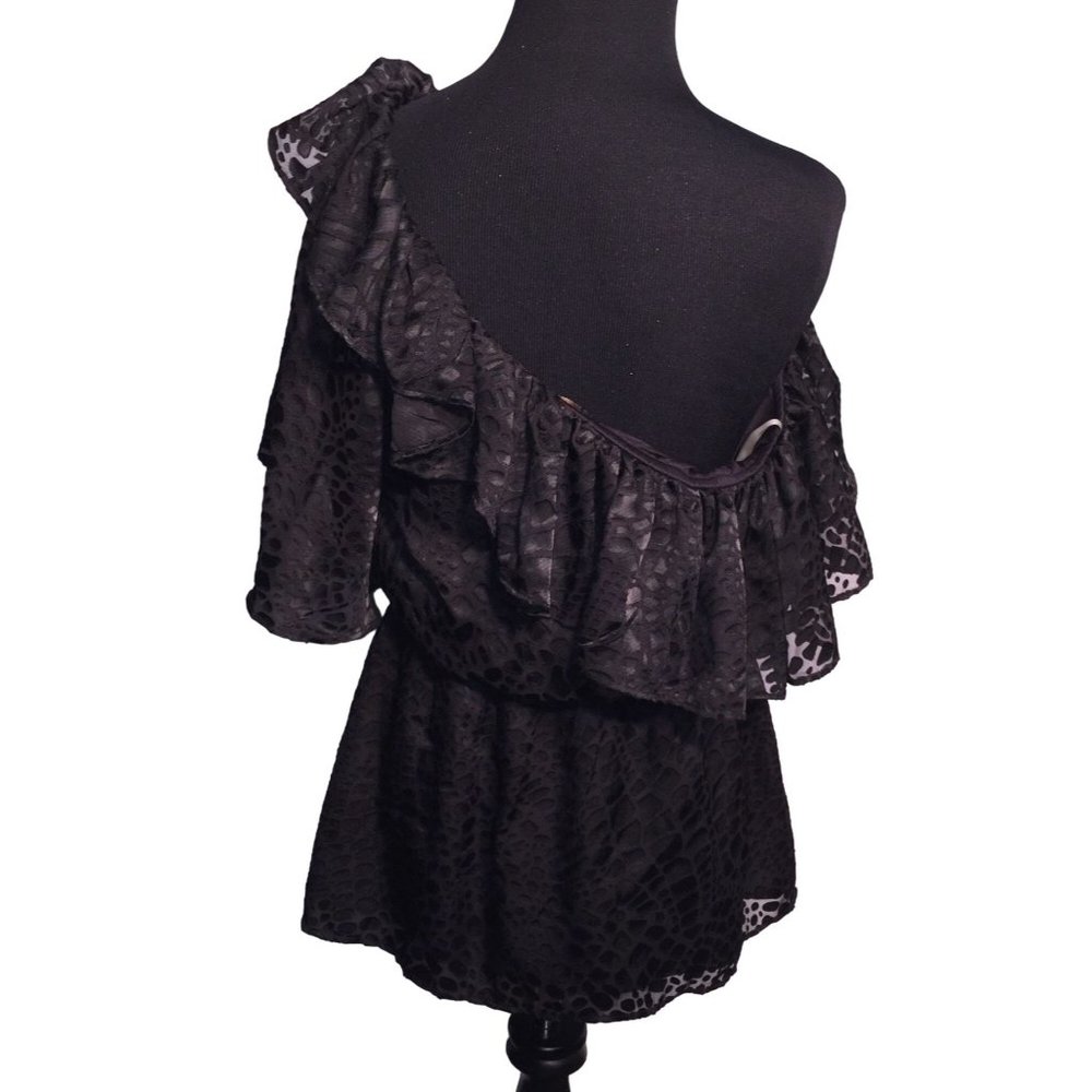 Grass Collections Animal Print Off the Shoulder Top w Large top Ruffle and cinch